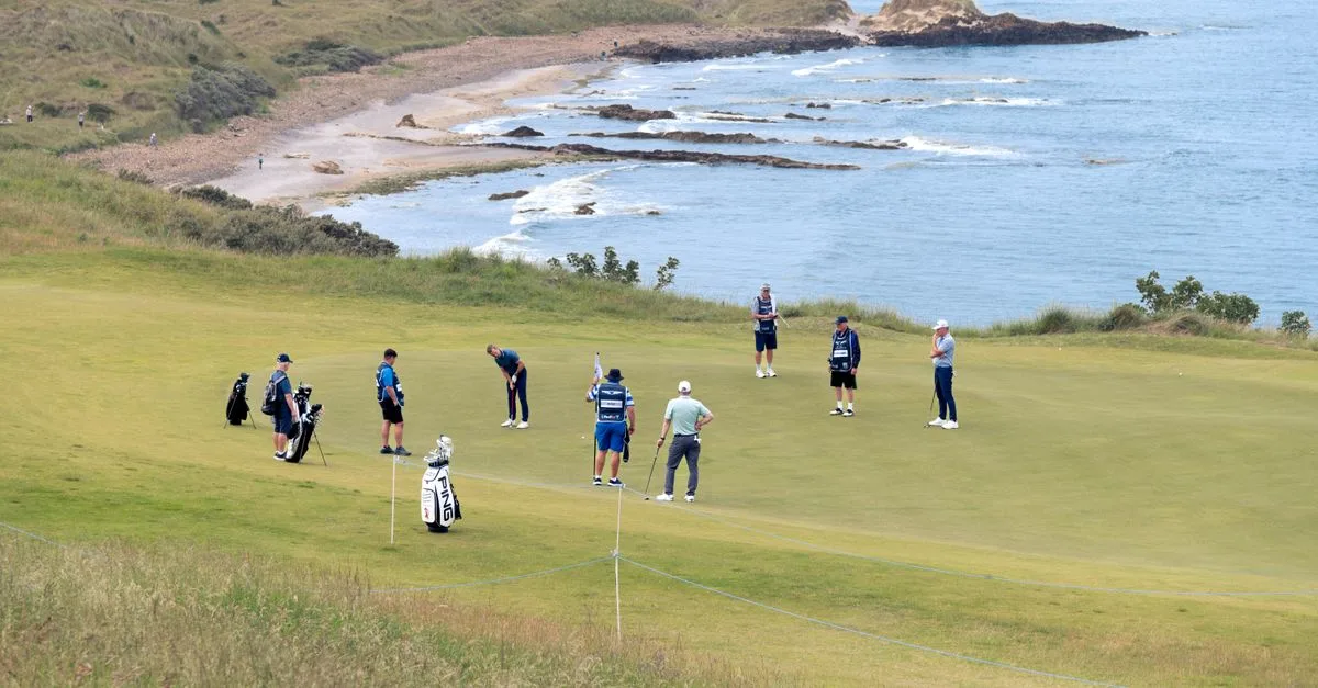 Golfers enjoy a game on a coastal course with stunning ocean views.