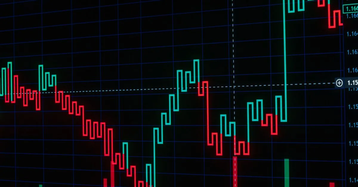 Vibrant red and green candlestick chart showcasing crypto market trends.