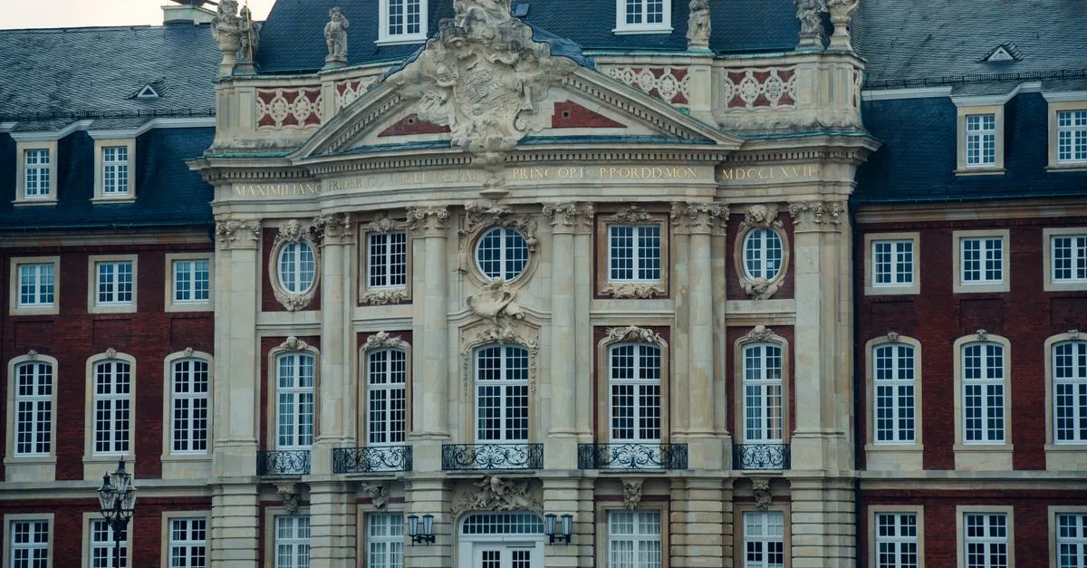 Close-up of a stunning Baroque palace facade with intricate details in Germany.