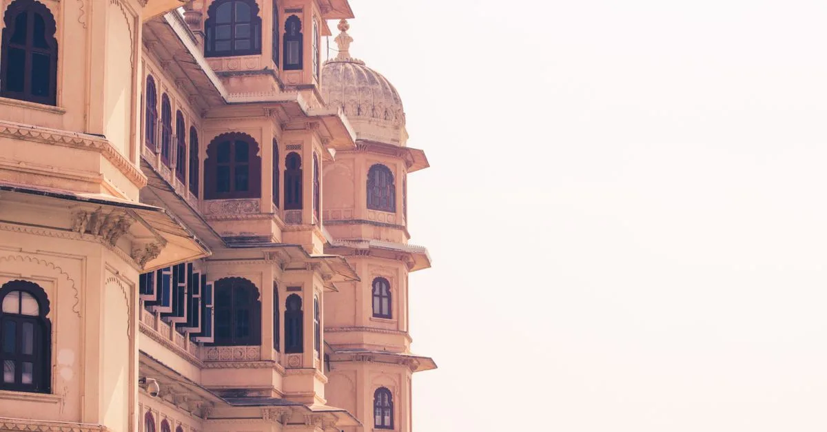 Stunning view of Udaipur City Palace's architectural facade in Rajasthan.