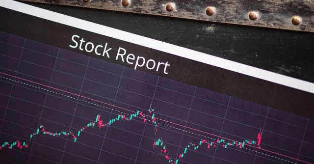Detailed view of a stock report displaying a market performance graph with data trends.