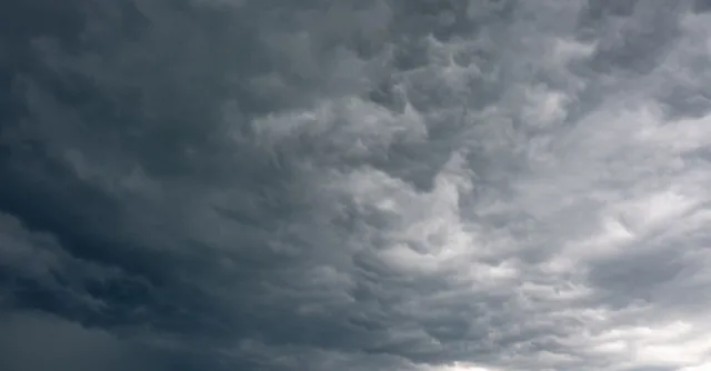 Moody dark clouds forming over Garešnica, Croatia creating a dramatic sky scene.
