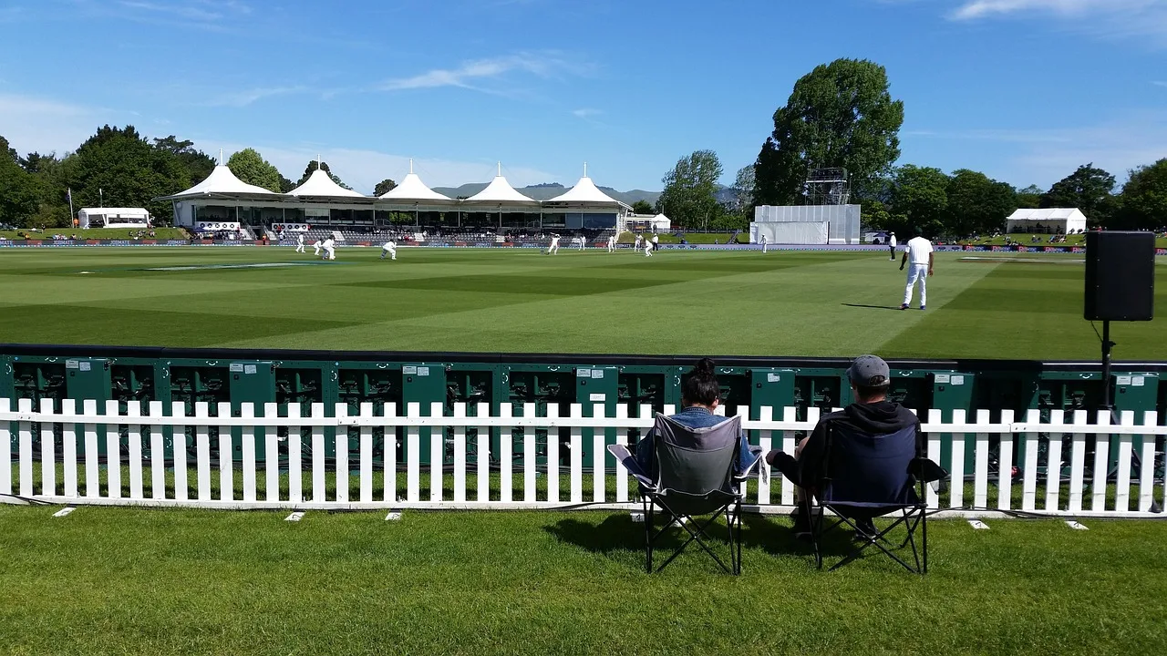 A professional cricket stadium prepared for an international match.