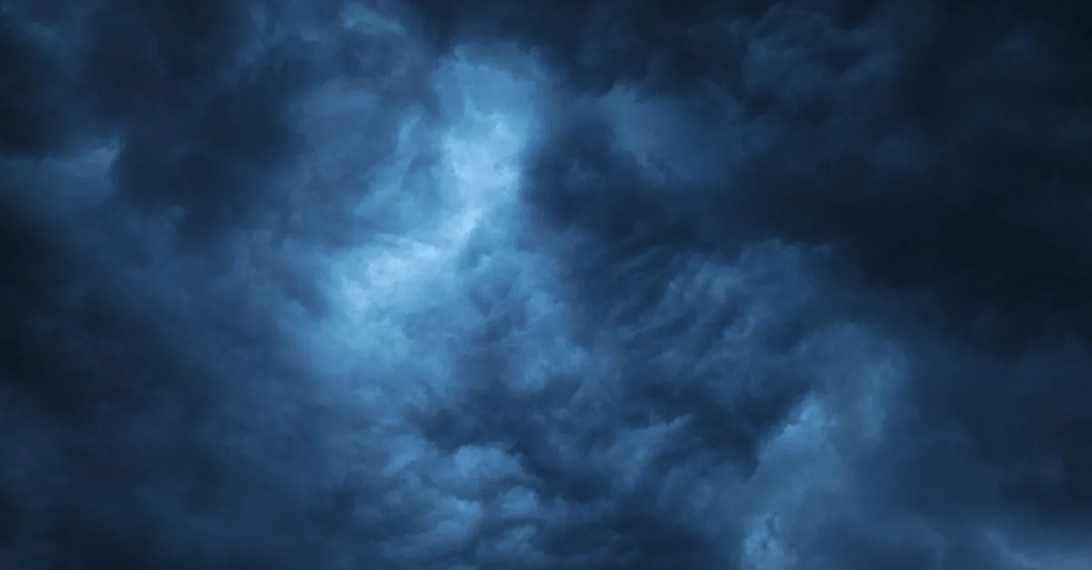 Gloomy storm clouds create a moody atmosphere above Garešnica, Croatia.