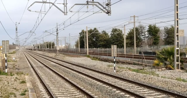 Scenic view of high-speed railway tracks in La Rinconada, Andalucía, Spain.