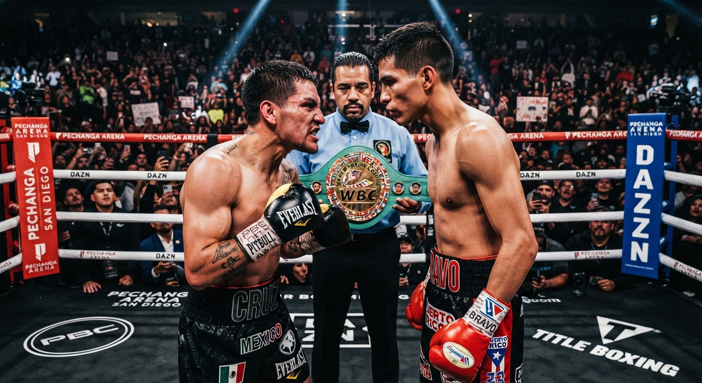 Isaac Cruz vs Nestor Bravo WBC interim super lightweight title fight at Pechanga Arena, streamed live on DAZN.
